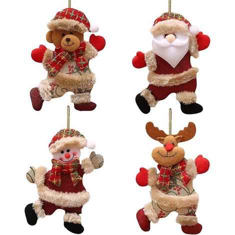 Accessoires pour sapin de Noël : petite poupée, vieil homme dansant, bonhomme de neige, cerf, ours, marionnette en tissu, petit stylo suspendu (1/5)