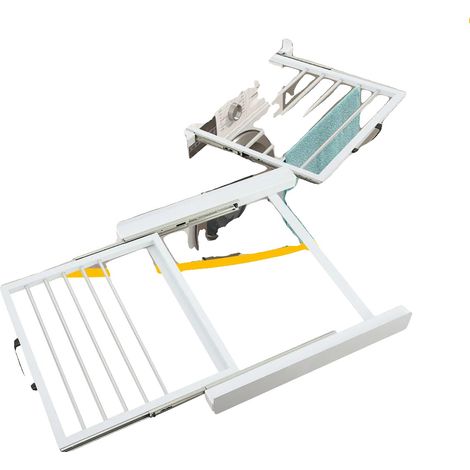 Soporte para lavadora, estructura de acero, dimensiones ajustables, un solo nivel, estante de plástico resistente, fácil instalación. (1/5)