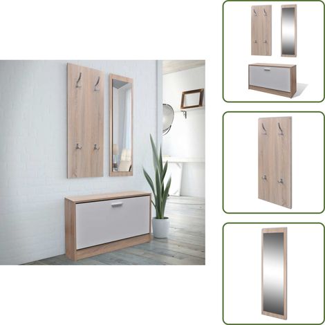 Garderoben Flur 3-in-1 Schuhschrank Schuhkipper Spiegel - Schuhschrank - Garderobe - Spiegel - Einbauschrank - Aufbewahrungsraum