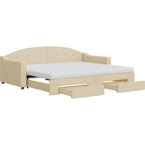 Maison Exclusive - Tagesbett Ausziehbar mit Schubladen Creme 90x2