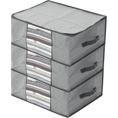 Sacs de rangement - Sacs de rangement sous vide pour couettes et vêtements (lot de 3) - Gris (1/5)