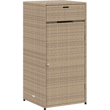 Gartenaufbewahrungsschrank beige 55x55x111cm aus geflechteter Kunstharz