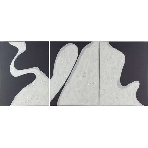 Toile abstraite noire et blanche en acrylique avec relief texturé - blanc texturé et noir profond (1/3)