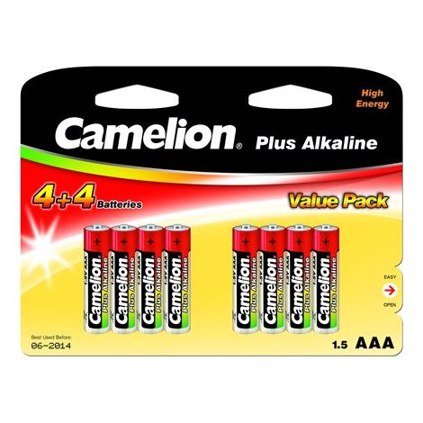 Pile Camelion Micro, Plus Alcaline, LR03, 8 pièces
