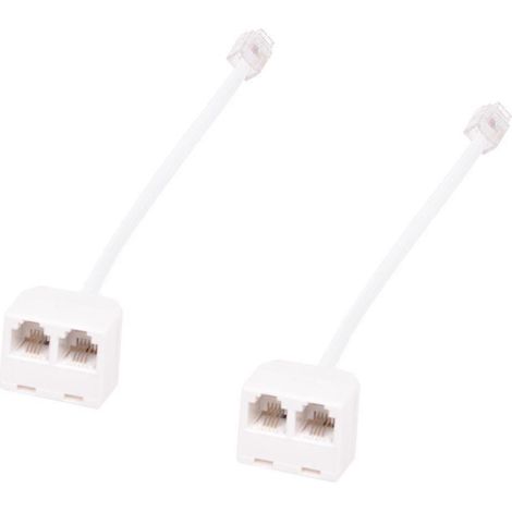 2 adaptateurs répartiteurs de câble téléphonique RJ11 double femelle/mâle 6P4C (1/5)
