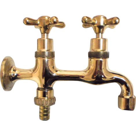 Rubinetto Doppio per Fontana da Giardino in Ottone Morelli Tandem (1/2)