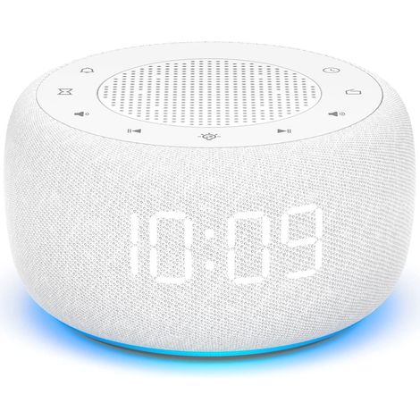 Radio-réveil pour la Chambre - Son de qualité pour la Radio, 4 tonalités d'alarme, lumière Nocturne 7 Couleurs, Affichage Complet avec variateur pour la Table de Chevet (Blanc) (1/5)