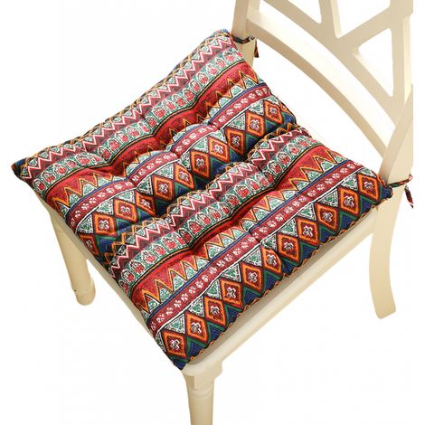 Coussins Boho-Rouge 40x40cm – Lot de 2, Coussin pour Chaise Jardin ou Cuisine avec Nœuds Décoratifs (1/4)
