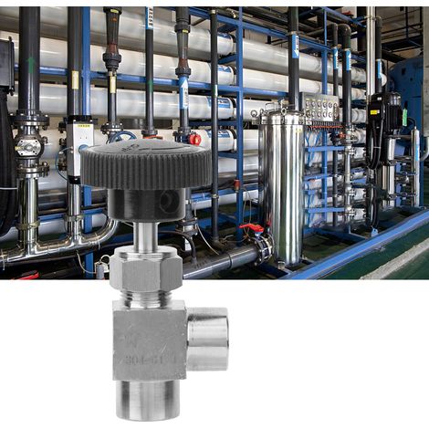 Robinet à pointeau en acier inoxydable 304, raccord BSPP femelle 1/4", pour fluides eau, gaz, huile et carburant, type angulaire (1/4)