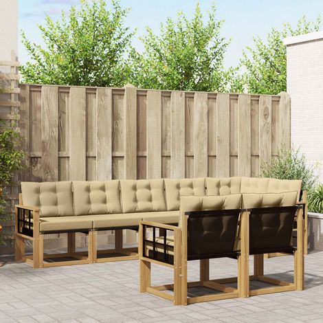 vidaXL Outdoor-Sofagarnitur mit Kissen 8 pcs Weiß und Beige (1/5)