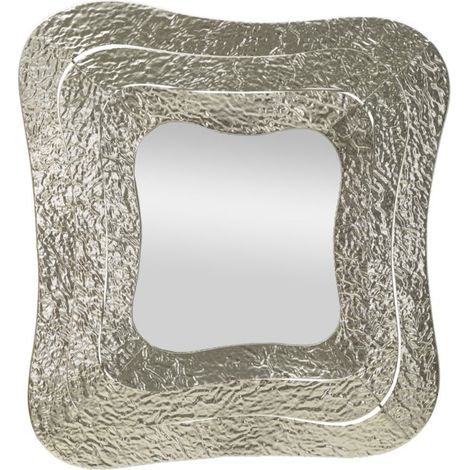 Specchio da parete Aury Square in metallo argento martellato 77x83 cm