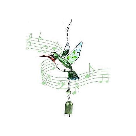 Carillon éolien d'extérieur en forme de colibri, décoration de jardin, carillon éolien en métal et verre, attrape-soleil pour fenêtres et balcons (1/5)