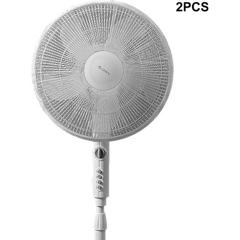 Lot de 2 Housse de protection de ventilateur pour enfants, ventilateur sur pied en maille, couvercle rond pour la sécurité des enfants - blanc (1/5)