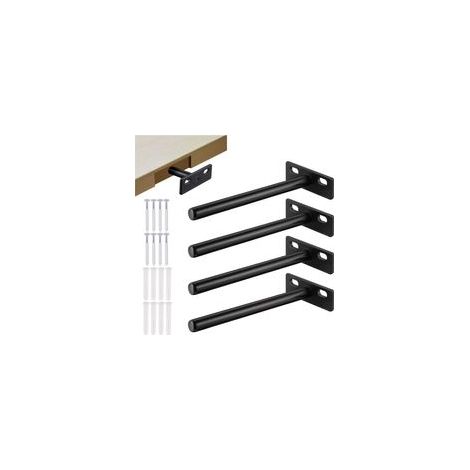 Lot de 4 supports d'étagère flottants invisibles Acier inoxydable, adaptés pour étagères lourdes, cuisine et salon