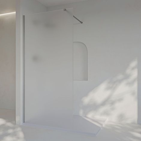 SOULBATH Paroi de douche Walk-In translucide, verre de sécurité MAT sablé 8 mm anticalcaire, 110 cm de large x 200 cm de haut, profilé chrome (1/5)