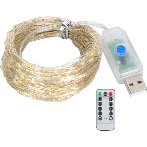 20 m lange Lichterkette mit 200 warmweißen LEDs für den Innen- und Außenbereich, 8 Modi, dekorative Lampe mit Fernbedienung (1/5)