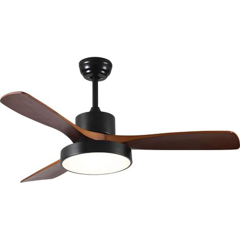 52 in Ventilateur de Plafond en Bois avec éclairage Intelligent Moderne, 6 Vitesses, Silencieux et Discret, avec télécommande,Noir (1/5)