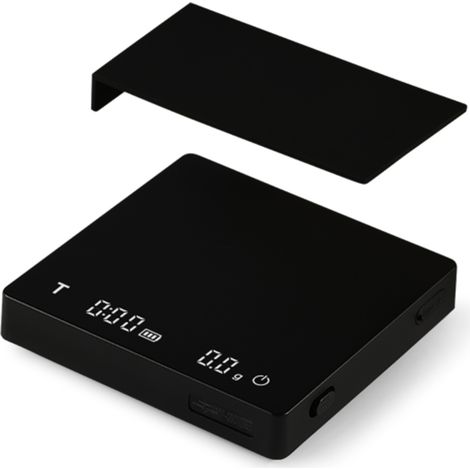 Minibalanza para café con temporizador, precisión de 2 kg/0,1 g, 3 modos, recargable por USB-C, ideal para café espresso y de filtro, con tapa aislante de silicona. (1/5)