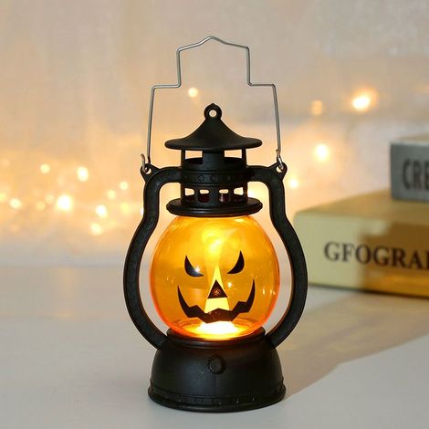 Lanternes décoratives d'Halloween : lanternes citrouilles, bougies LED, bougies scintillantes sans flamme, décorations de jardin d'Halloween (1/5)