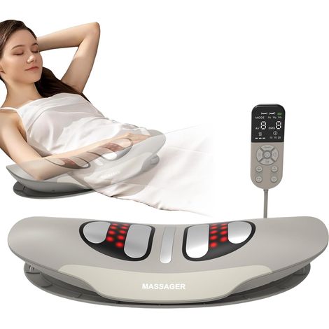 Appareil de massage lombaire avec chaleur, vibration, fonction de courbure, appareil de massage du dos avec chaleur et impulsion EMS - Appareil de massage lombaire avec vibration, hub coussin (1/5)