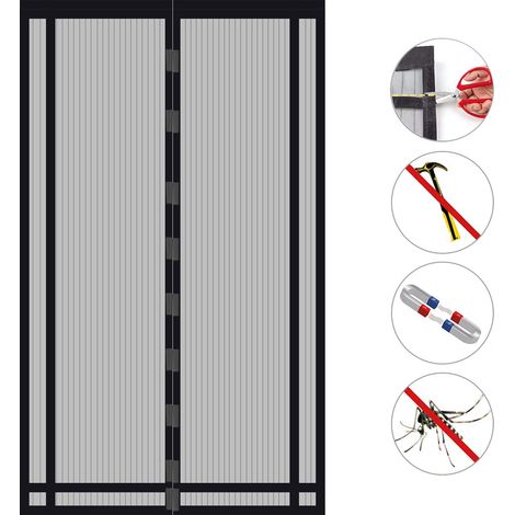 Sekey Insektenschutz Fliegengitter Moskitonetztür Zuschneidbar Türvorhang für Tür 220x100cm, 220x90cm, 220x80cm, 210x100cm, 210x90cm, 210x80cm, Schwarz (1/5)