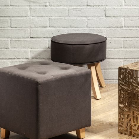 Tabouret - HOME DECO FACTORY - Roméo - Pratique - Léger - Gris (1/4)