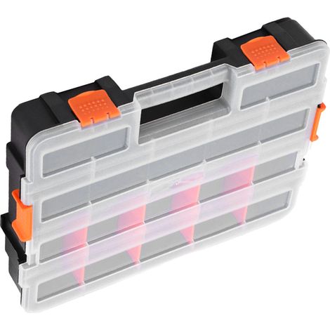 Teilebox aus PP-Gitterkonstruktion, verstärktes, herausnehmbares Fach, stabile Aufbewahrungsbox mit Klassifizierung, einseitig, 37,5 x 29 x 6,7 cm (1/5)