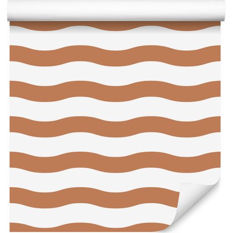 Gestreifte Tapete in Weiß, Orange und Creme für Wohn- und Schlafzimmer, 50 x 1000 cm (1/5)