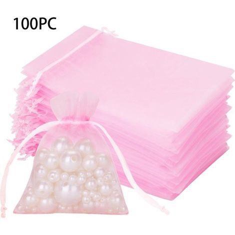 Bolsas de regalo de red (100 unidades), Bolsas de organza, Tamaño 1510cm, Bolsas transparentes para regalos de boda, joyería, Navidad, Morado (1/5)