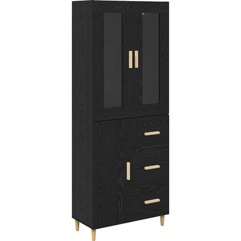 Maison Exclusive - Aparador alto con cajón Roble Negro 34,5 x 34