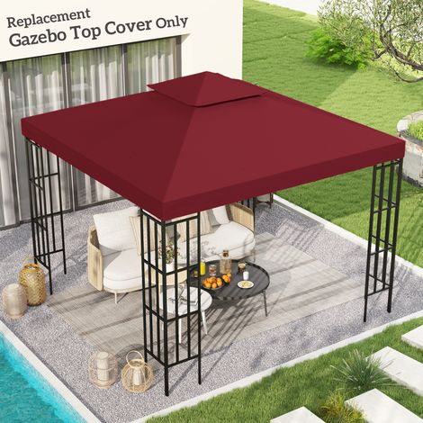 Toit de Remplacement pour pavillon de Jardin Toile de Rechange pour pavillon tonnelle Tente 3 x 3 m vineux Rouge