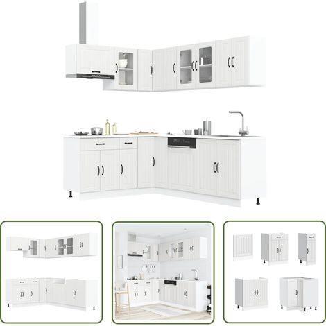 vidaXL 11-tlg. Küchenschrank-Set Lucca Weiß Holzwerkstoff (1/5)
