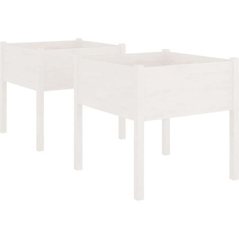 Maison Exclusive - Pflanzkübel 2 Stk. Weiß 70x70x70 cm Massivholz (1/5)
