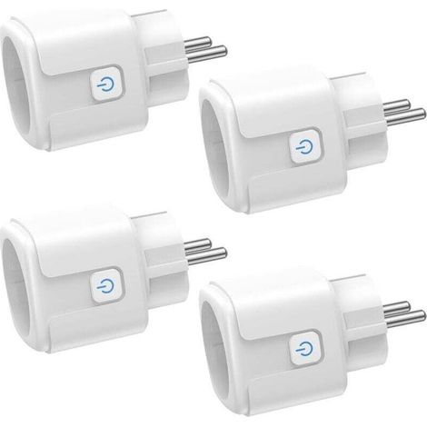 Intelligente WLAN-Steckdose. 4er-Pack, 16 A, 3680 W. WLAN-Steckdose mit Energieverbrauchsanzeige. Fernbedienung. Sprachsteuerung. Kompatibel mit Alexa und Google Assistant – für Frankreich. (1/5)