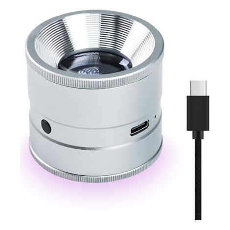 Lente d'ingrandimento per gioielli 10X con LED e UV, lente d'ingrandimento LED 10X ricaricabile con messa a fuoco regolabile, lente rimovibile, anello per gioiellieri, ideale per gioielli, monete e or