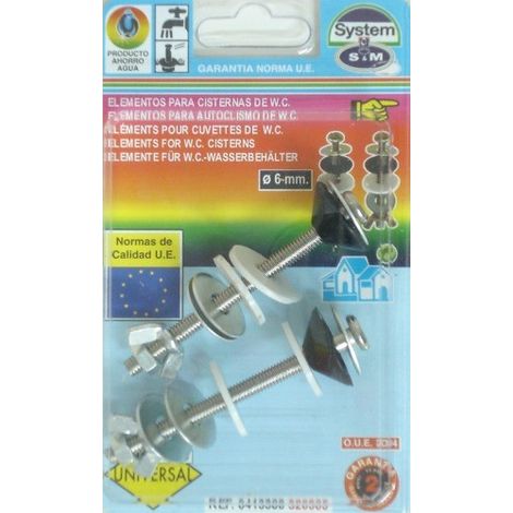 TORNILLO INODORO CISTERNA BAJA S&M 2 PZ