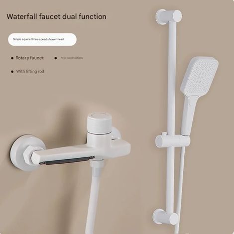 (Blanc C) Robinet de baignoire cascade avec douchette à main, mitigeur de douche mural pour salle de bain (1/5)