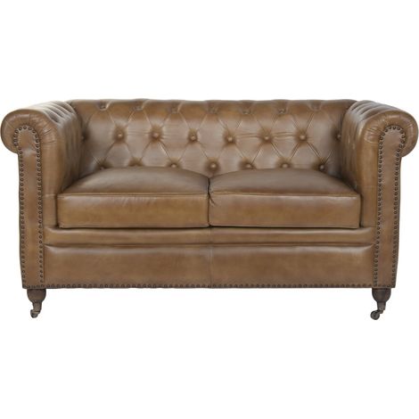 Sofa Piel 148X80X76 2 Plazas Cuero Envejecido (1/5)