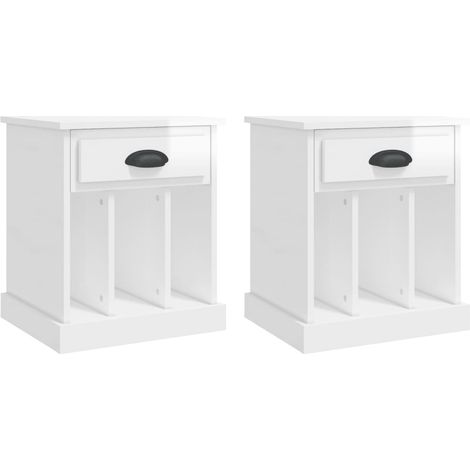 Maison Exclusive - Mesitas de noche 2 unidades blanco brillante 4