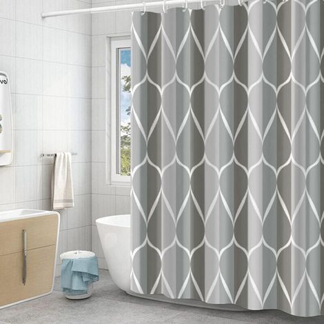 Anti-mold shower curtain, 180x180 cm shower curtain, polyester fabric, waterproof shower curtain, grey (1/5)