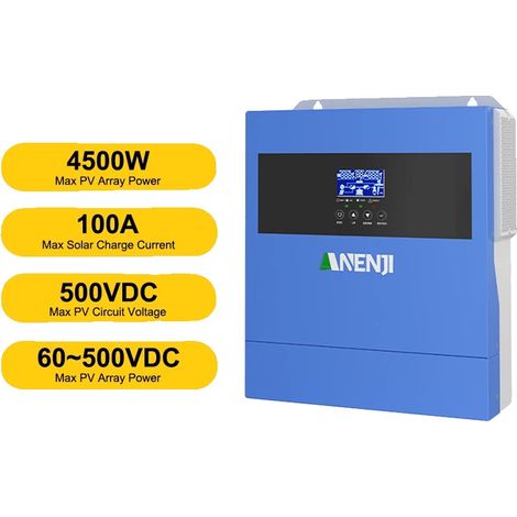 Onduleur Solaire Hybride, Sortie Onde Sinusoïdale Pure, Technologie MPPT, ANJ-4000W-24V-WIFI, 220-240V (1/2)