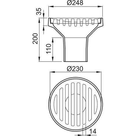 ACO Bodenablauf Guss DN100/90 Grad/M125/Rost rund/Anstrich, 5191.05.00