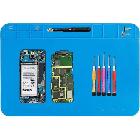 Tapis de Soudure, 500 ℃ Résistant à la Chaleur Tapis de Réparation en Silicone, Antistatique, 30 x 20 cm, pour Souder, Réparer des Composants Electroniques, des Circuits Imprimés (1/5)