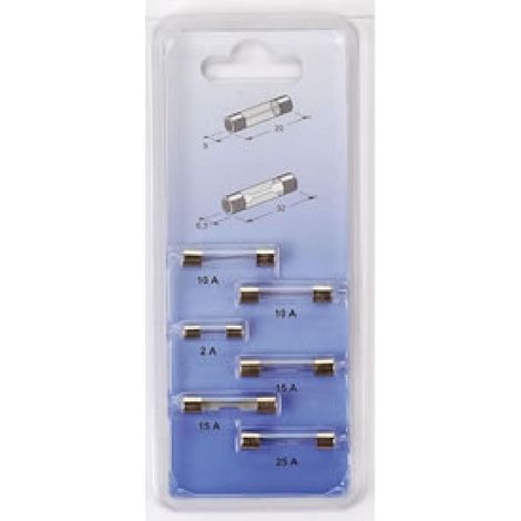 6 Fusibles en verre Amperage variable x5