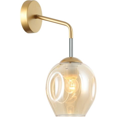 Italux Borgo - Lámpara de pared moderna Dorada, miel 1 luz con pantalla ámbar, E27