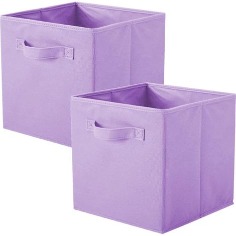 GABRIELLE - Caja de almacenamiento de tela plegable de 2 piezas, forma cúbica, color morado claro (1/5)
