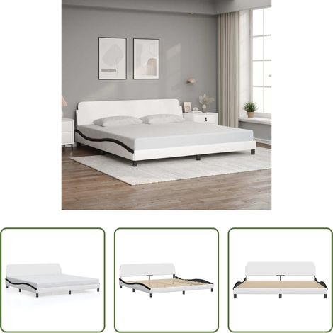 Kunstlederbett - Bettgestell "Dover" Weiß und Schwarz 200x200 cm Kunstleder (1/5)