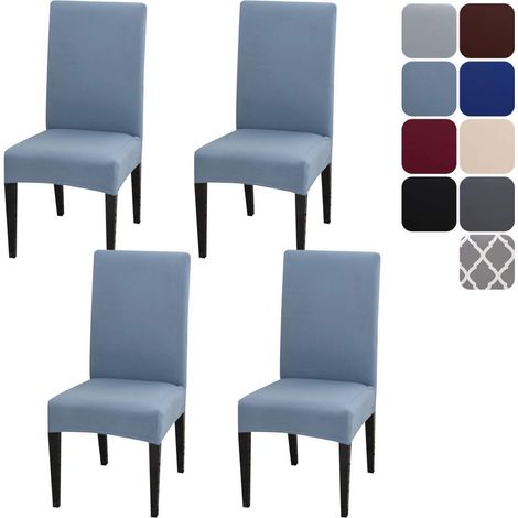 Stuhlhussen 4er Set, Stretch Stuhlbezüge für Esszimmerstühle, abnehmbar & waschbar, hellblau (1/5)