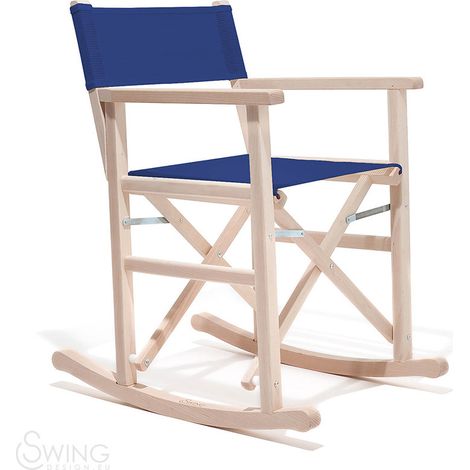 Swing Blu sedia seduta dondolo regista playa capri legno tessuto colorata di design made in Italy