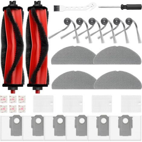 30 pièces Kit d'accessoires pour Roborock Q7 M5+ / Q7 L5+ aspirateur robot maison, 2 brosses, 6 sacs, 4 filtres, pièces rechange (1/5)